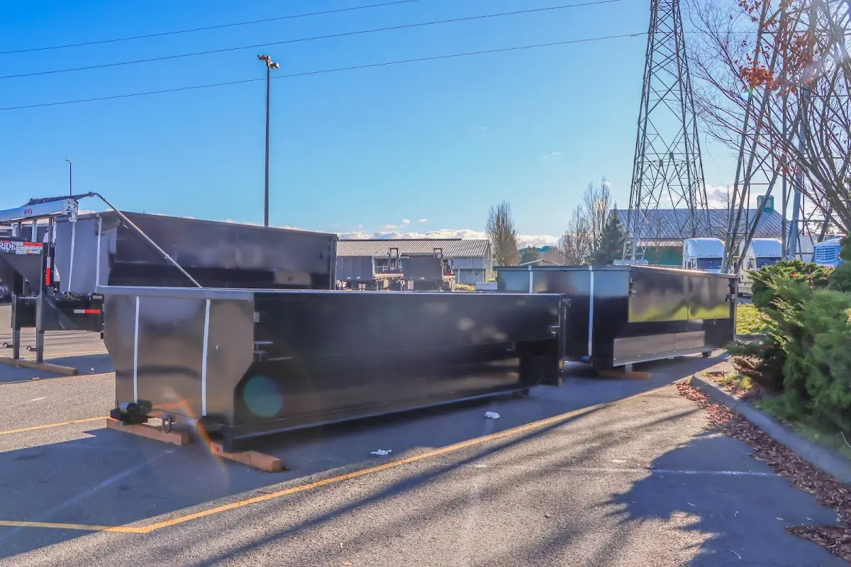 Roll-off dumpster ready for waste disposal at job site for Construction Dumpster Rental in Orangetree